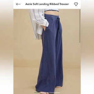 Aerie Women's Wide Leg Ribbed Pants - Navy